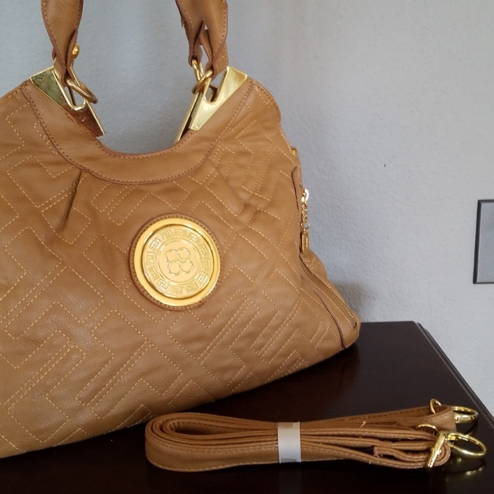 Large Dark Tan Leather-Like Purse